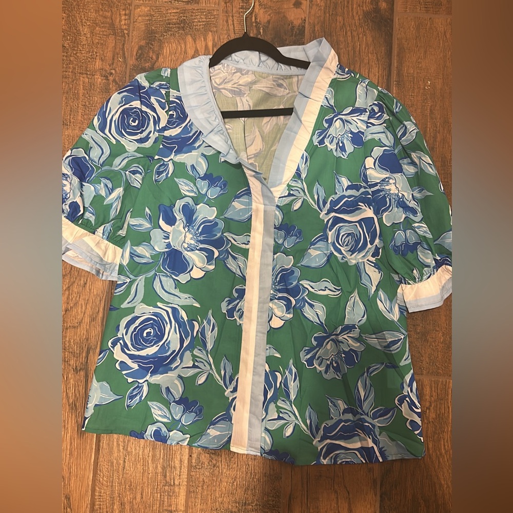 Floral Green and Blue Dress